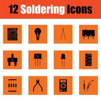 Set of soldering  icons. Set of soldering  icons. Orange design. Vector illustration.