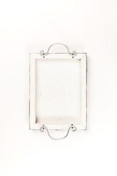 Vintage wooden tray on white background