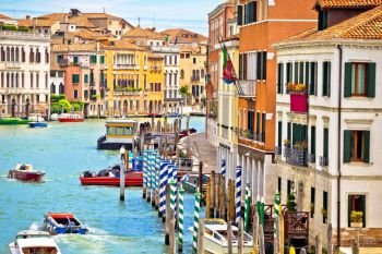 Colorful architecture of Venezia Canal Grande, Tourist destination in Veneto, Italy