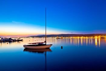 Sukosan waterfront and calm sea evening view, Dalmatia region of Croatia