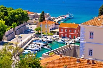 Famous Fosa harbor in Zadar aerial view, Dalmatia, Croatia