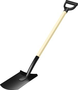 Photorealistic fiberglass shovel. Photorealistic fiberglass shovel with handle on white background