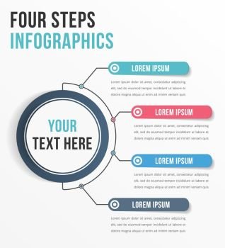 Infographic Template with Four Steps. Infographic template with four steps or options, workflow, process diagram, vector eps10 illustration