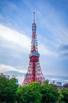 Tokyo tower on a blue sky background, Japan. Tokyo tower, Japan