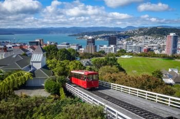 Wellington city cable car in New Zealand. Wellington city cable car, New Zealand