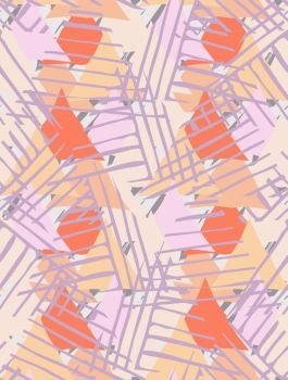 Triangles striped purple shades.Hand drawn with ink seamless background.Creative handmade repainting design for fabric or textile.Geometric pattern with triangles.Vintage retro colors