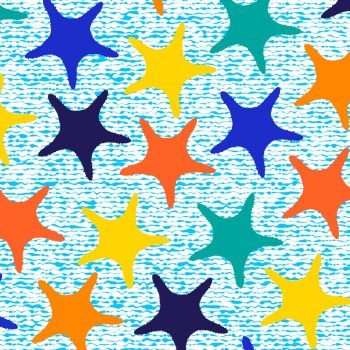 Colorful starfish pattern with stripes. Vector illustration