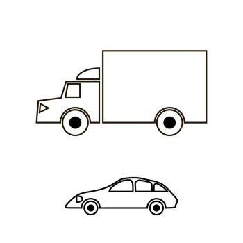 Container Truck Icon on White Background. Cargo Delivery. Generic Semi-trailer Transportation. Car Eurotrucks Delivering Vehicle. Container Truck Icon