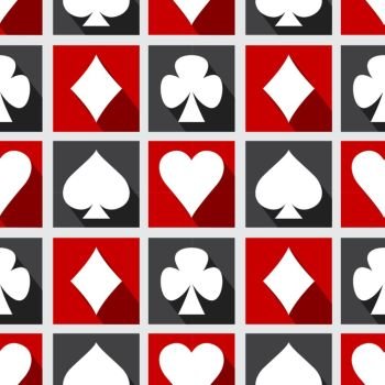 Playing card seamless pattern. Vector illustration game background. Seamless pattern with playing card suits.