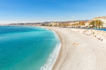 Nice Cote d’Azur Riviera France with mediterranean beach sea