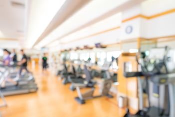 Abstract blurred background: fitness center gym club 