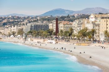 Nice Cote d’Azur Riviera France with mediterranean beach sea