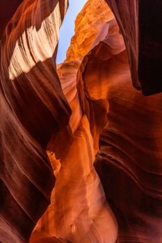 Upper Antelope Canyon in the Navajo Reservation near Page, Arizona USA. Upper Antelope Canyon