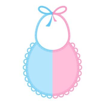 Baby bib isolated. Baby bib in blue and pink colors isolated on white background. Vector illustration of baby feeding supplies.