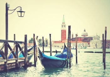 Gondola in Venice, Italy. Retro style image