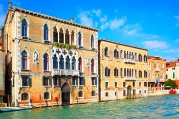 Old buildings on Grand Canal in Venice, italy