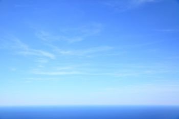 Mediterranean sea - beautiful seascape sea horizon and blue sky, natural photo background