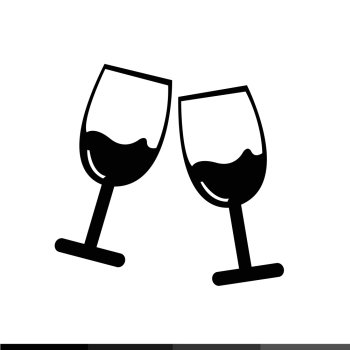 Two glasses of wine or champagne icon Illustration design