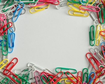 Colorful paper clips border