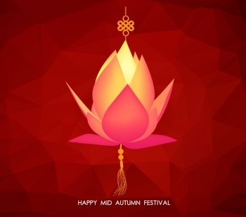 Chinese mid autumn festival geometrical background. Lotus lantern