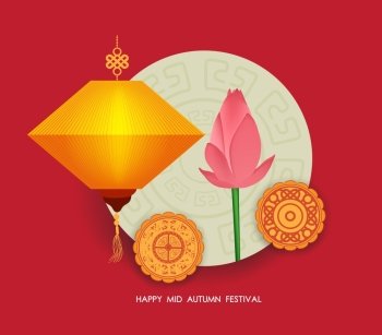 Mid Autumn Lantern Festival  background with moon cake and lotus. Happy Mid Autumn Festival