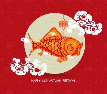 Chinese carp lantern colorful. Happy mid autumn festival