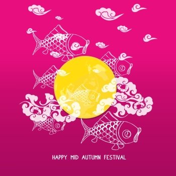 Mid Autumn Festival background with moon carp