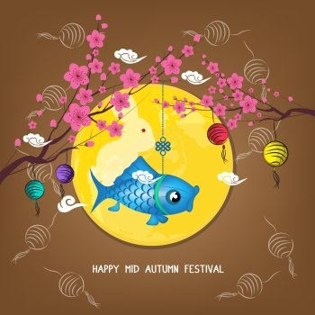 Mid Autumn Lantern Festival blossom background. Chinese new year