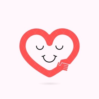 Smile heart shape and handshake symbol.Heart Care logo.Healthcare & Medical concept.Vector illustration