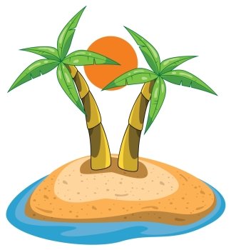 vector palms on island clip-art