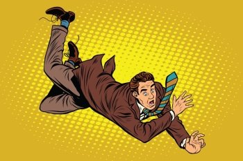 Man falls down from a height, pop art retro vector illustration