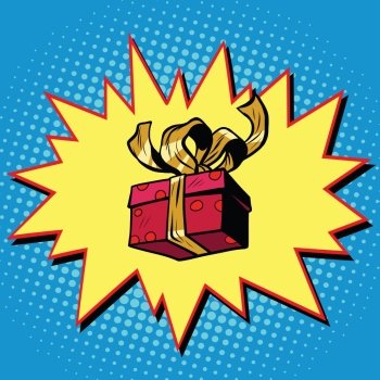 Christmas or Valentine gift box, pop art retro vector illustration. Surprise celebration or birthday