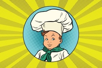 boy in white chefs hat. Pop art retro vector illustration. boy in white chefs hat