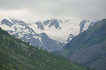 mountains in Sibiria among a taiga in the summer
