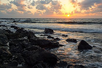 Sunrise on a beach in Pomos,Cyprus