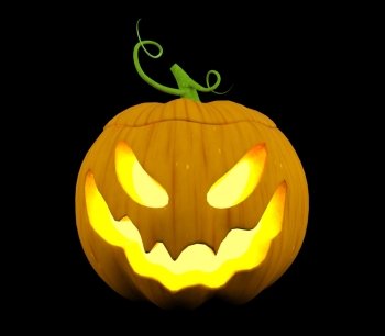 Halloween pumpkin, Jack O'Lantern, isolated on black background, 3D rendering