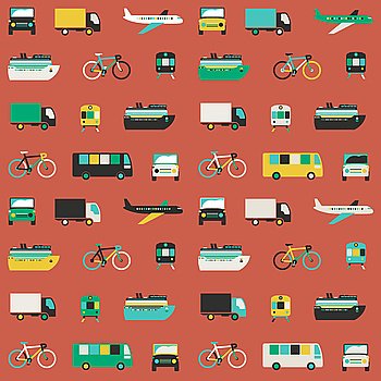 Transportation seamless pattern. Pattern with vector icons of transport.