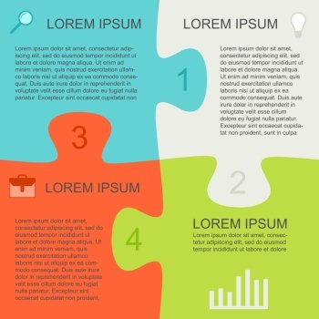 Puzzle template. Template for business presentation. Vector square puzzle infographic with four option. 