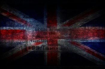 Grunge UK flag on stone texture background closeup. Grunge UK flag on stone texture background