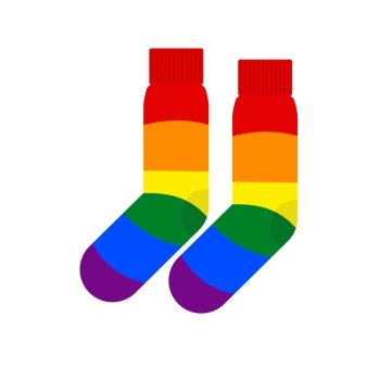 Socks with LGBT flag. Rainbow colored socks gay. Vector illustration
