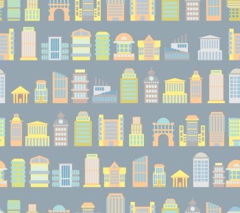 City background. Buildings. Skyscrapers and public buildings. Office and Government buildings seamless pattern.