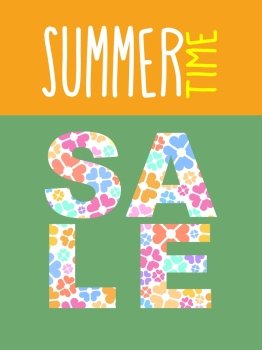 Summer sale. Vector template for flyers. font of discount flowers.
