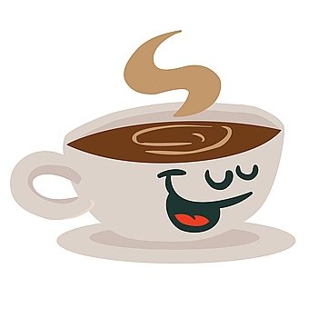 coffee cup smile cartoon illustration isolated on white