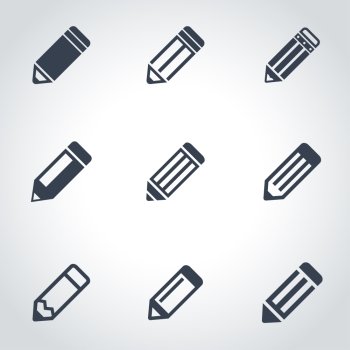 Vector black pencil icon set. Pencil Icon Object, Pencil Icon Picture, Pencil Icon Image - stock vector