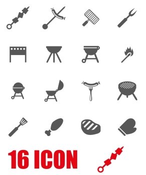 Vector grey barbecue icon set. Vector grey barbecue icon set on white background