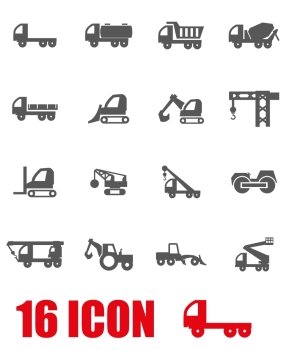 Vector grey construction transport icon set. Vector grey construction transport icon set on white background