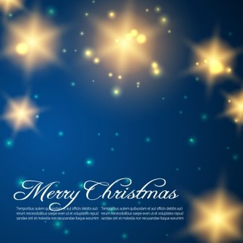 Christmas background with golden shining stars. Blue Christmas background with golden shining stars. Vector illustration