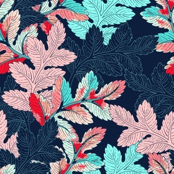 Seamless background leaves pattern. Decorative backdrop for fabric, textile, wrapping paper, card, invitation, wallpaper, web design