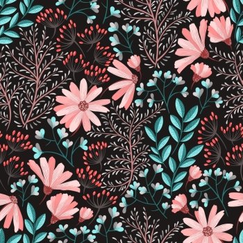 Seamless floral background pattern Decorative backdrop for fabric, textile, wrapping paper, card, invitation, wallpaper, web design