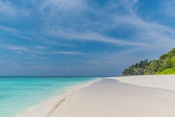 Beach scene showing sand, sea and sky in Tachai island,Thailand